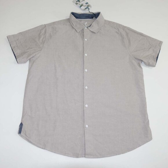 Free Planet Men's Lost In Paradise Button Front Shirt Large NWT Short Sleeves L - Picture 1 of 7